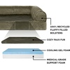FurHaven Orthopedic Dog Bed for Large Dogs, Sofa-Style with Cool Gel-Top Foam with a Solid Orthopedic Foam Base for Joint Support, Removable Washable Cover, Jumbo XL, Plush & Suede, Gray(Dark Sage)