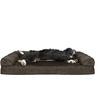 FurHaven Orthopedic Dog Bed for Large Dogs, Sofa-Style with Cool Gel-Top Foam with a Solid Orthopedic Foam Base for Joint Support, Removable Washable Cover, Jumbo XL, Plush & Suede, Gray(Espresso)