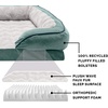 FurHaven Orthopedic Dog Bed for Medium Dogs, Perfect Comfort Sofa with Removable Bolsters with Orthopedic Egg Crate Foam for Joint Support, Washable Cover, Medium, Plush & Velvet Waves, Brownstone(Celadon Green)