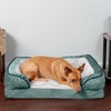 FurHaven Orthopedic Dog Bed for Medium Dogs, Perfect Comfort Sofa with Removable Bolsters with Orthopedic Egg Crate Foam for Joint Support, Washable Cover, Medium, Plush & Velvet Waves, Brownstone(Celadon Green)