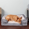 FurHaven Orthopedic Dog Bed for Medium Dogs, Perfect Comfort Sofa with Removable Bolsters with Orthopedic Egg Crate Foam for Joint Support, Washable Cover, Medium, Plush & Velvet Waves, Brownstone(Granite Gray)