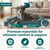FurHaven Replacement Dog Bed Cover, Classic Sofa Design with Ultra-Plush Sleep Surface for Protecting Pet Mattresses, Zippered & Machine Washable, Large, Plush & Suede, Deep Pool