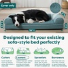 FurHaven Replacement Dog Bed Cover, Classic Sofa Design with Ultra-Plush Sleep Surface for Protecting Pet Mattresses, Zippered & Machine Washable, Large, Plush & Suede, Deep Pool