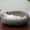 Furhaven 24″ Round Calming Donut Dog Bed for Indoor Cats & Small Dogs, Washable, For Dogs Up to 20 lbs – Plush Velvet Waves Hooded Donut Bed – Rose Pink, Small(Dark Gray)