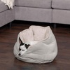 Furhaven 24″ Round Pet Bed for Indoor Cats & Medium/Small Dogs, 100% Washable, For Pets Up to 35 lbs – Minky Plush & Velvet Hug Bed – Silver Gray, 24-inch(Hug Bed – Minky & Velvet (Silver Gray))