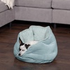 Furhaven 24″ Round Pet Bed for Indoor Cats & Medium/Small Dogs, 100% Washable, For Pets Up to 35 lbs – Minky Plush & Velvet Hug Bed – Silver Gray, 24-inch(Hug Bed – Minky & Velvet (Aquamarine))