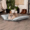 Furhaven Cat Bed for Indoor Cats, Washable w/ Removable Bolsters, For Pets Up to 18 lbs – Plush & Diamond Print Cuddle Loaf Mat – Gray, Large