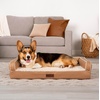 Furhaven Cooling Dog Sofa Bed – Memory Foam Couch with Bolsters, Textured Plush & Water-Resistant Cover, Washable Cover – Greige, Jumbo(Camel)