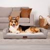 Furhaven Cooling Dog Sofa Bed – Memory Foam Couch with Bolsters, Textured Plush & Water-Resistant Cover, Washable Cover – Greige, Jumbo(Greige)
