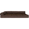 Furhaven Cooling Gel Dog Bed for Large Dogs w/ Removable Bolsters & Washable Cover, For Dogs Up to 125 lbs – Two-Tone Plush Faux Fur & Suede L Shaped Chaise – Espresso, Jumbo Plus/XXL((Plush & Velvet) Sable Brown)