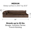 Furhaven Cooling Gel Dog Bed for Large Dogs w/ Removable Bolsters & Washable Cover, For Dogs Up to 125 lbs – Two-Tone Plush Faux Fur & Suede L Shaped Chaise – Espresso, Jumbo Plus/XXL((Plush & Velvet) Sable Brown)