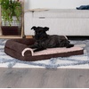 Furhaven Cooling Gel Dog Bed for Large Dogs w/ Removable Bolsters & Washable Cover, For Dogs Up to 125 lbs – Two-Tone Plush Faux Fur & Suede L Shaped Chaise – Espresso, Jumbo Plus/XXL((Two-Tone Faux Fur & Suede) Espresso)