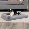 Furhaven Cooling Gel Dog Bed for Large Dogs w/ Removable Bolsters & Washable Cover, For Dogs Up to 125 lbs – Two-Tone Plush Faux Fur & Suede L Shaped Chaise – Espresso, Jumbo Plus/XXL((Quilted Paw) Titanium)