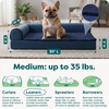 Furhaven Cooling Gel Dog Bed for Large Dogs w/ Removable Bolsters & Washable Cover, For Dogs Up to 125 lbs – Two-Tone Plush Faux Fur & Suede L Shaped Chaise – Espresso, Jumbo Plus/XXL((Plush & Velvet) Deep Sapphire)