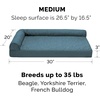 Furhaven Cooling Gel Dog Bed for Large Dogs w/ Removable Bolsters & Washable Cover, For Dogs Up to 125 lbs – Two-Tone Plush Faux Fur & Suede L Shaped Chaise – Espresso, Jumbo Plus/XXL((Quilted Paw) Bluestone)
