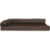 Furhaven Cooling Gel Dog Bed for Large Dogs w/ Removable Bolsters & Washable Cover, For Dogs Up to 125 lbs – Two-Tone Plush Faux Fur & Suede L Shaped Chaise – Espresso, Jumbo Plus/XXL((Plush & Velvet) Sable Brown)
