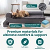 Furhaven Cooling Gel Dog Bed for Large Dogs w/ Removable Bolsters & Washable Cover, For Dogs Up to 125 lbs – Two-Tone Plush Faux Fur & Suede L Shaped Chaise – Espresso, Jumbo Plus/XXL((Plush & Velvet) Deep Sapphire)
