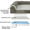 Furhaven Cooling Gel Dog Bed for Large Dogs w/ Removable Bolsters & Washable Cover, For Dogs Up to 125 lbs – Two-Tone Plush Faux Fur & Suede L Shaped Chaise – Espresso, Jumbo Plus/XXL((Two-Tone Faux Fur & Suede) Dark Sage)
