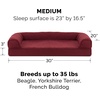 Furhaven Cooling Gel Dog Bed for Large Dogs w/ Removable Bolsters & Washable Cover, For Dogs Up to 95 lbs – Luxe Faux Fur & Performance Linen Sofa – Charcoal, Jumbo/XL(Wine Red)