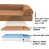 Furhaven Cooling Gel Dog Bed for Large Dogs w/ Removable Bolsters & Washable Cover, For Dogs Up to 95 lbs – Luxe Faux Fur & Performance Linen Sofa – Charcoal, Jumbo/XL(Toasted Brown)
