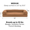 Furhaven Cooling Gel Dog Bed for Large Dogs w/ Removable Bolsters & Washable Cover, For Dogs Up to 95 lbs – Luxe Faux Fur & Performance Linen Sofa – Charcoal, Jumbo/XL(Toasted Brown)