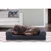 Furhaven Cooling Gel Dog Bed for Large Dogs w/ Removable Bolsters & Washable Cover, For Dogs Up to 95 lbs – Luxe Faux Fur & Performance Linen Sofa – Charcoal, Jumbo/XL(Iron Gray)