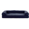 Furhaven Cooling Gel Dog Bed for Large Dogs w/ Removable Bolsters & Washable Cover, For Dogs Up to 95 lbs – Luxe Faux Fur & Performance Linen Sofa – Charcoal, Jumbo/XL(Navy Blue)