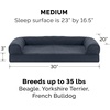 Furhaven Cooling Gel Dog Bed for Large Dogs w/ Removable Bolsters & Washable Cover, For Dogs Up to 95 lbs – Luxe Faux Fur & Performance Linen Sofa – Charcoal, Jumbo/XL(Iron Gray)