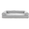 Furhaven Cooling Gel Dog Bed for Large Dogs w/ Removable Bolsters & Washable Cover, For Dogs Up to 95 lbs – Luxe Faux Fur & Performance Linen Sofa – Charcoal, Jumbo/XL(Silver Gray)