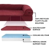 Furhaven Cooling Gel Dog Bed for Large Dogs w/ Removable Bolsters & Washable Cover, For Dogs Up to 95 lbs – Luxe Faux Fur & Performance Linen Sofa – Charcoal, Jumbo/XL(Wine Red)