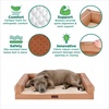 Furhaven Cooling Gel Dog Bed for Large Dogs w/ Removable Bolsters & Washable Cover, For Dogs Up to 95 lbs – Luxe Faux Fur & Performance Linen Sofa – Charcoal, Jumbo/XL(Camel)