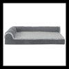 Furhaven Memory Foam Dog Bed for Large Dogs w/ Removable Bolsters & Washable Cover, For Dogs Up to 95 lbs – Two-Tone Plush Faux Fur & Suede L Shaped Chaise – Stone Gray, Jumbo/XL((Quilted Paw) Bluestone)