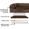 Furhaven Memory Foam Dog Bed for Large Dogs w/ Removable Bolsters & Washable Cover, For Dogs Up to 95 lbs – Two-Tone Plush Faux Fur & Suede L Shaped Chaise – Stone Gray, Jumbo/XL((Two-Tone Faux Fur & Suede) Stone Gray)
