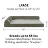 Furhaven Memory Foam Dog Bed for Large Dogs w/ Removable Bolsters & Washable Cover, For Dogs Up to 95 lbs – Two-Tone Plush Faux Fur & Suede L Shaped Chaise – Stone Gray, Jumbo/XL((Quilted Paw) Iceberg Green)