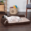 Furhaven Memory Foam Dog Bed for Large Dogs w/ Removable Bolsters & Washable Cover, For Dogs Up to 95 lbs – Two-Tone Plush Faux Fur & Suede L Shaped Chaise – Stone Gray, Jumbo/XL((Plush & Velvet) Deep Sapphire)