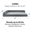 Furhaven Memory Foam Dog Bed for Large Dogs w/ Removable Bolsters & Washable Cover, For Dogs Up to 95 lbs – Two-Tone Plush Faux Fur & Suede L Shaped Chaise – Stone Gray, Jumbo/XL((Quilted Paw) Bluestone)