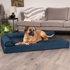 Furhaven Memory Foam Dog Bed for Large Dogs w/ Removable Bolsters & Washable Cover, For Dogs Up to 95 lbs – Two-Tone Plush Faux Fur & Suede L Shaped Chaise – Stone Gray, Jumbo/XL((Two-Tone Faux Fur & Suede) Dark Sage)