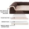 Furhaven Memory Foam Dog Bed for Large Dogs w/ Removable Bolsters & Washable Cover, For Dogs Up to 95 lbs – Two-Tone Plush Faux Fur & Suede L Shaped Chaise – Stone Gray, Jumbo/XL((Plush & Velvet) Deep Sapphire)