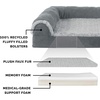 Furhaven Memory Foam Dog Bed for Large Dogs w/ Removable Bolsters & Washable Cover, For Dogs Up to 95 lbs – Two-Tone Plush Faux Fur & Suede L Shaped Chaise – Stone Gray, Jumbo/XL((Quilted Paw) Bluestone)