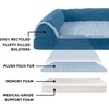 Furhaven Memory Foam Dog Bed for Large Dogs w/ Removable Bolsters & Washable Cover, For Dogs Up to 95 lbs – Two-Tone Plush Faux Fur & Suede L Shaped Chaise – Stone Gray, Jumbo/XL((Plush & Velvet) Sable Brown)