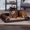 Furhaven Memory Foam Dog Bed for Large Dogs w/ Removable Bolsters & Washable Cover, For Dogs Up to 95 lbs – Two-Tone Plush Faux Fur & Suede L Shaped Chaise – Stone Gray, Jumbo/XL((Plush & Velvet) Platinum Gray)