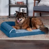 Furhaven Memory Foam Dog Bed for Large Dogs w/ Removable Bolsters & Washable Cover, For Dogs Up to 95 lbs – Two-Tone Plush Faux Fur & Suede L Shaped Chaise – Stone Gray, Jumbo/XL((Plush & Velvet) Sable Brown)