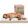 Furhaven Orthopedic Dog Bed – Classic Cushion with Plush Tufted Top, Supportive Foam Mattress, Removable Washable Cover, Joint Relief – Gray, Large(Minky Cream)