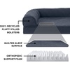 Furhaven Orthopedic Dog Bed for Large Dogs w/ Removable Bolsters & Washable Cover, For Dogs Up to 95 lbs – Quilted Sofa – Navy (Blue), Jumbo/XL(Iron Gray)