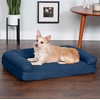Furhaven Orthopedic Dog Bed for Large Dogs w/ Removable Bolsters & Washable Cover, For Dogs Up to 95 lbs – Quilted Sofa – Navy (Blue), Jumbo/XL(Navy Blue)