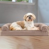 Furhaven Orthopedic Dog Bed for Large/Medium Dogs w/ Removable Bolsters & Washable Cover, For Dogs Up to 55 lbs – Plush & Suede Sofa – Gray, Large(Almondine)