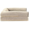 Furhaven Orthopedic Dog Bed for Large/Medium Dogs w/ Removable Bolsters & Washable Cover, For Dogs Up to 55 lbs – Plush & Suede Sofa – Gray, Large(Cream)