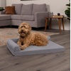 Furhaven Orthopedic Dog Bed for Medium/Small Dogs w/ Removable Bolsters & Washable Cover, For Dogs Up to 35 lbs – Two-Tone Plush Faux Fur & Suede L Shaped Chaise – Dark Sage, Medium(Titanium)