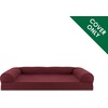 Furhaven Replacement Dog Bed Cover Quilted Sofa-Style, Machine Washable – Iron Gray, Jumbo (X-Large)(Wine Red)