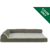Furhaven Replacement Dog Bed Cover Two-Tone Faux Fur & Suede L Shaped Chaise, Machine Washable – Stone Gray, Jumbo (X-Large)(Dark Sage)